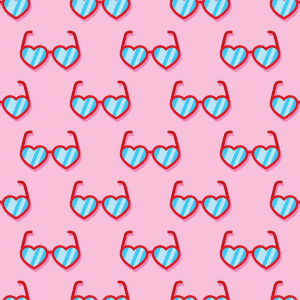 ilustrações de stock, clip art, desenhos animados e ícones de heart sunglasses pattern flat - valentines day love nerd couple