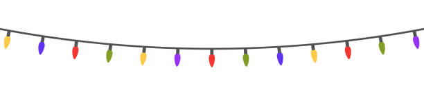 istock Christmas colored lights decoration. Color lights garland on white long banner. Bright design elements. Glowing bulb for xmas cards, banners, posters, web. Led neon lamp border. Vector illustration 1286026411