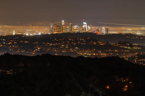 The city of Los Angeles California during the night showing its districts