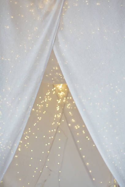 istock Christmas bedroom canopy with lights 1286030488