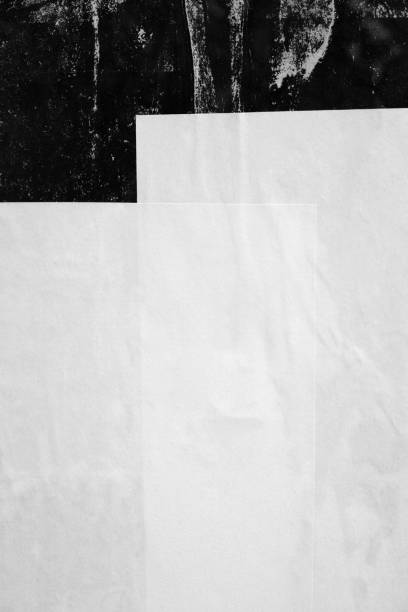 istock Old ripped torn paper crumpled creased posters grunge textures backdrop surface backgrounds placard Black and White 1286030669