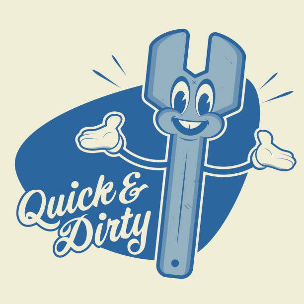 Funny Tool Cartoon Logo With A Happy Wrench Stock Illustration - Download  Image Now - Retro Style, Old-fashioned, Advertisement - iStock