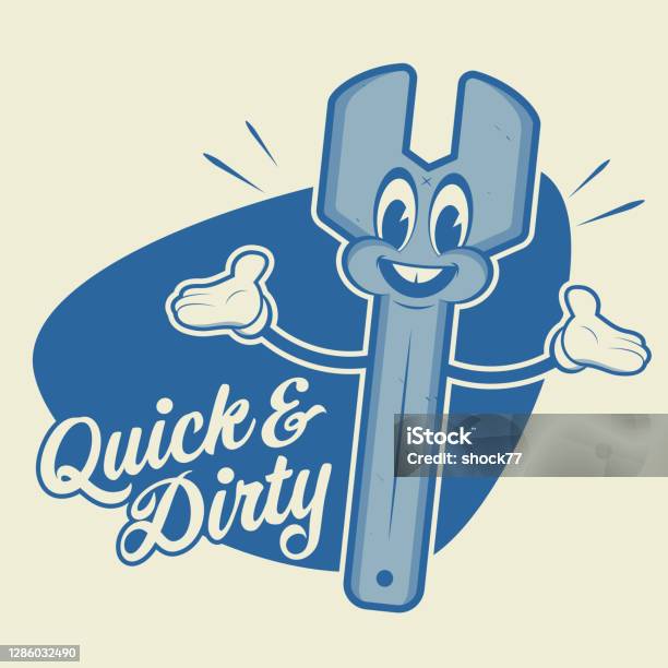 Funny Tool Cartoon Logo With A Happy Wrench Stock Illustration - Download  Image Now - Retro Style, Old-fashioned, Advertisement - iStock