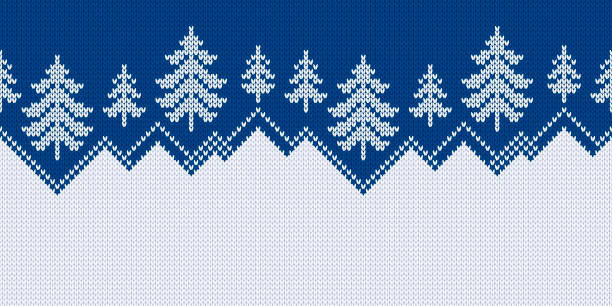 zimowy sweter z dzianiny. szerokie tło z miejscem tekstowym. - christmas landscape invitation christmas tree stock illustrations