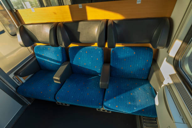 istock Blue seat compartment in fast expres train in Czech republic 1286037441