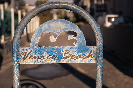 Venice Beach sign in Los Angeles, California, United States.
