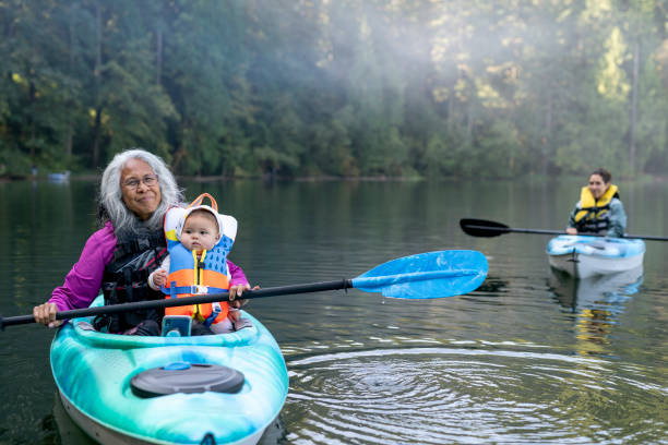 istock Ethnic grandmother kayaking with grandchild 1286048404