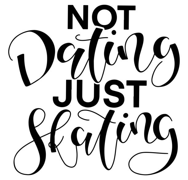 istock Not dating just skating - Black hand written calligraphy isolated on white background - Vector illustration with sport slogan 1286048833