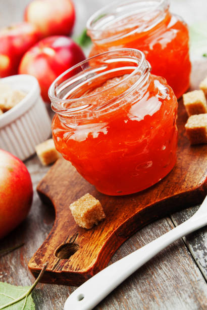 Fresh apple jam stock photo