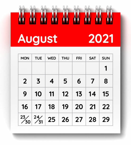 istock JAugust nuary 2021 Calendar. Week starts from Monday. 1286055978