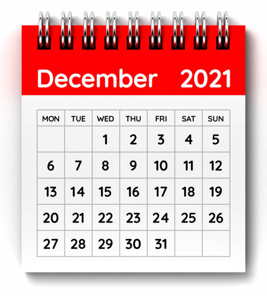 December 2021 Calendar. Week starts from Monday. December 2021 Calendar. 3D Render. december stock pictures, royalty-free photos & images