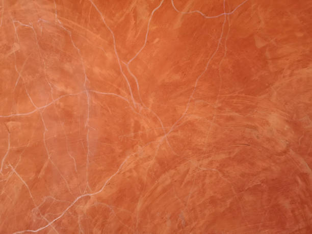 istock Red brown color painting with white scratch line on surface mortar concrete wall texture, abstract background on cement plaster masory man's work 1286060850