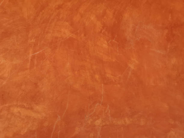 istock Red brown color painting with white scratch line on surface mortar concrete wall texture, abstract background on cement plaster masory man's work 1286060866