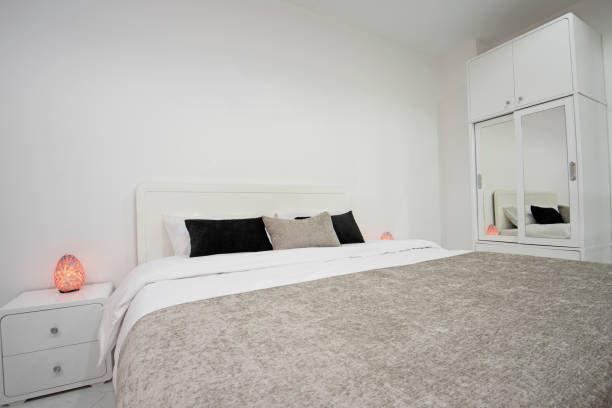 istock Interior design of bedroom in house 1286060996
