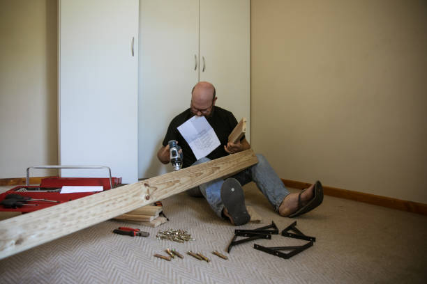 istock Chaos and confusion with the woodworking project 1286064794