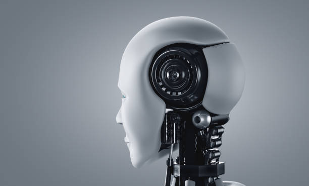 istock Back view of humanoid AI robot head 1286064846