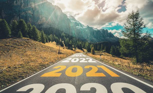 istock 2021 New Year road trip travel and future vision concept . 1286066449