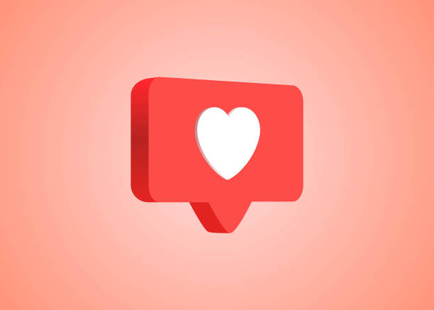 istock 3D Social media notification love like heart icon in red rounded square pin isolated on pink wall background with shadow 1286068389