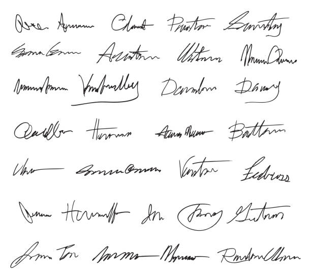 Signature Set Vector illustration of a set of fictitious signatures. imitation stock illustrations