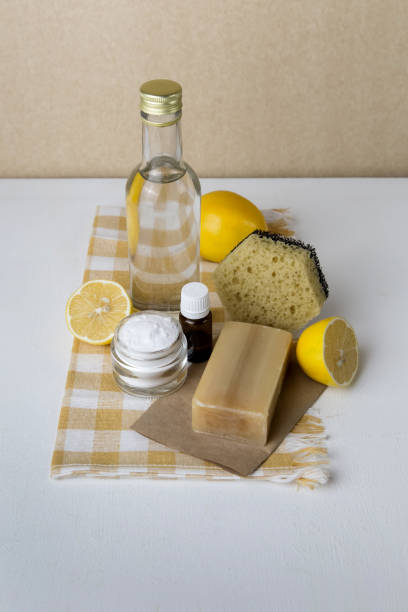 istock Natural cleaning products stand on a light background. 1286069006