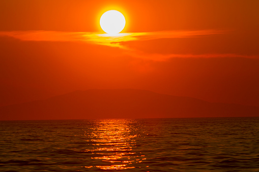 Sunset on the Adriatic Sea, Pag island in Croatia