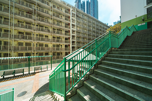 Sai Wan Estate, Public Apartment Building Detail in Hong Kong