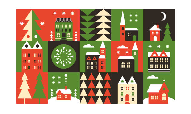 Set of christmas emblems. Merry Christmas and Happy New Year vector art illustration