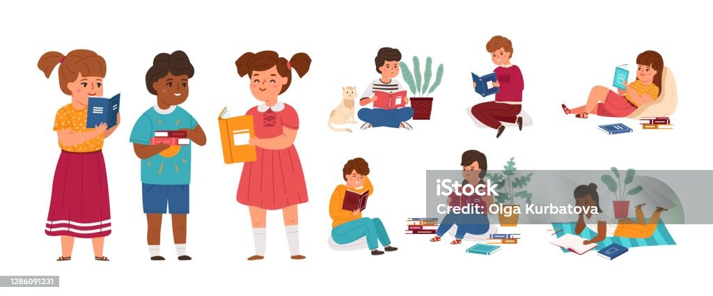 Ilustración de Lectores De Niños Niños Y Niñas Leyendo Libros Jóvenes Aficionados A La Literatura En Diferentes Poses Estudiantes Nuevo Aprendizaje De Conocimientos Librería Y Biblioteca Concepto Personajes Vectoriales De Dibujos Animados Ilustración de Lectores De Niños Niños Y Niñas Leyendo Libros Jóvenes Aficionados A La Literatura En Diferentes Poses Estudiantes Nuevo Aprendizaje De Conocimientos Librería Y Biblioteca Concepto Personajes Vectoriales De Dibujos Animados