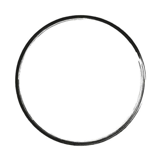 Grunge hand drawn black paintbrush circle. Curved brush stroke vector illustration