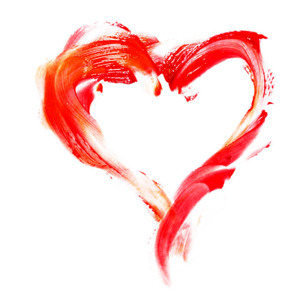 istock Painted with oil paint red texture heart isolated on white background. Hand drawn with finger 1286094232