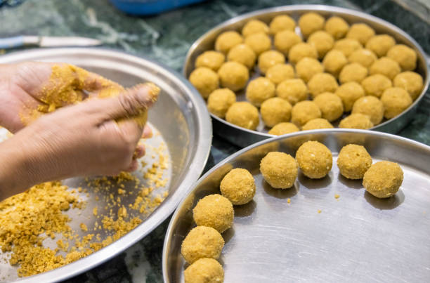 istock besan laddoos are being made for festivals in india 1286094962