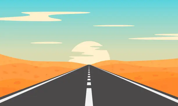 Vector illustration of Desert road