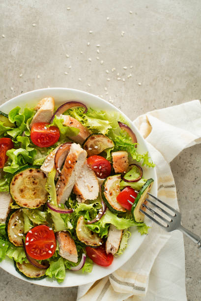 istock Salad with grilled chicken and vegetables 1286095718