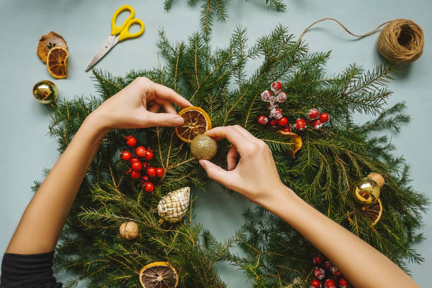 istock Christmas composition, handmade christmas wreath. 1286097001