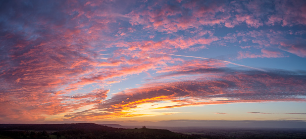 A spectacular sunset in the Chiltern Hills, as seen from Coombe Hill.
