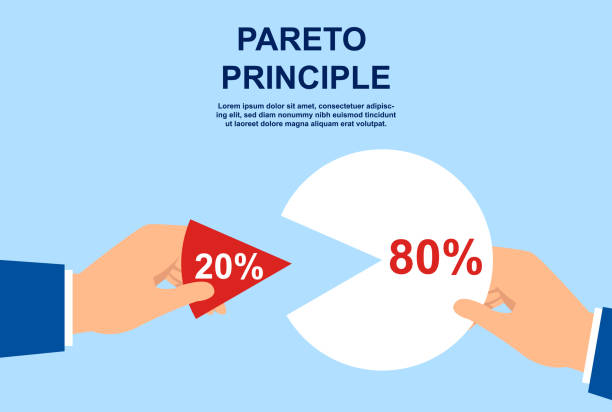 ilustraciones, imágenes clip art, dibujos animados e iconos de stock de concepto de principio de pareto - pareto