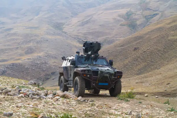 Armored personnel carrier on patrol
