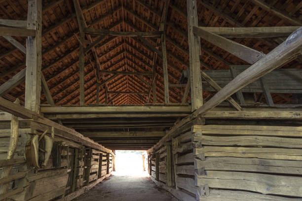 istock Traditional Wood Barn Interior With Hay Loft 1286105286