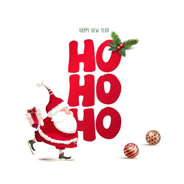 Ho Ho Ho Merry Christmas And Happy New Year Greeting Card