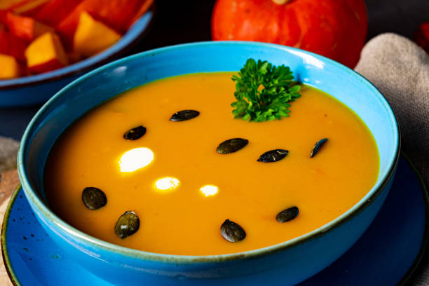 delicious creamy pumpkin soup with coconut milk