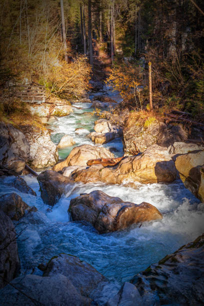 Ramsauer Ache torrent is the outlet of the Hintersee near Ramsau in the Berchtesgadener Land National Park