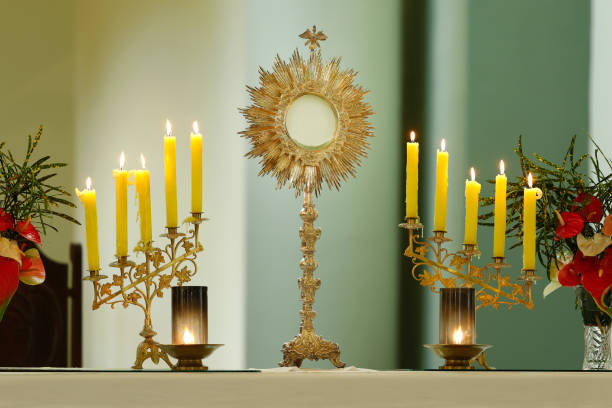 istock Ostensory for worship at a Catholic church ceremony 1286119848