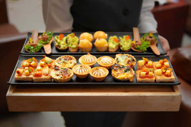 istock assorted of delicious canepes on tray 1286120102