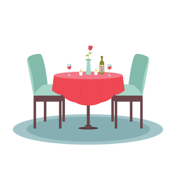 ilustrações de stock, clip art, desenhos animados e ícones de home furnishings table with chairs - dining table table cartoon dining