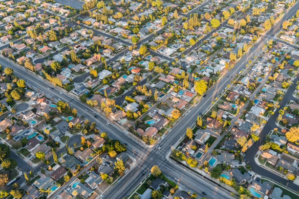 san fernando valley homes los angeles california aerial - northridge photos et images de collection