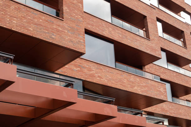istock Red bricks modern building close-up in Oslo Norway 1286126627