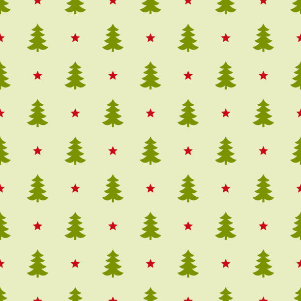 크리스마스 트리와 별 원활한 패턴 벽지. - 크리스마스 포장지 일러스트 stock illustrations