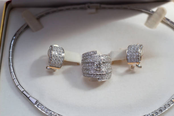 istock Fine luxury diamond jewellery set 1286128535