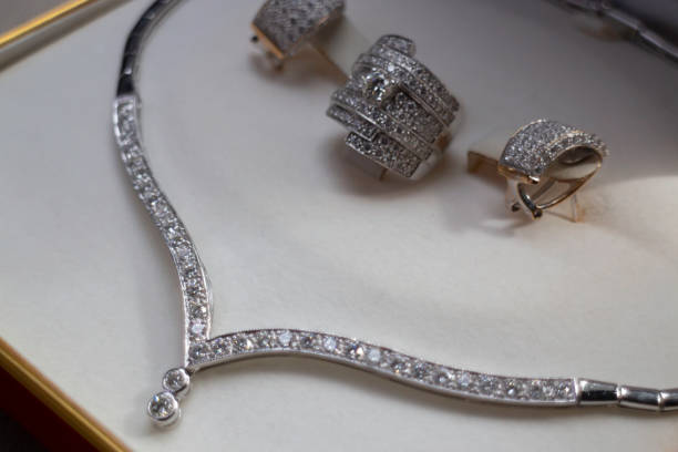 istock Fine luxury diamond jewellery set 1286128536