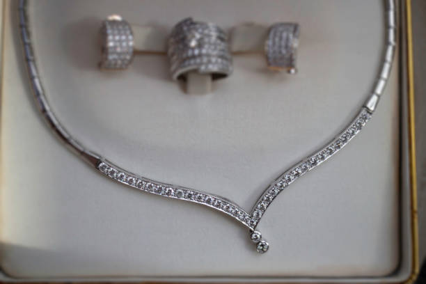 istock Fine luxury diamond jewellery set 1286128544